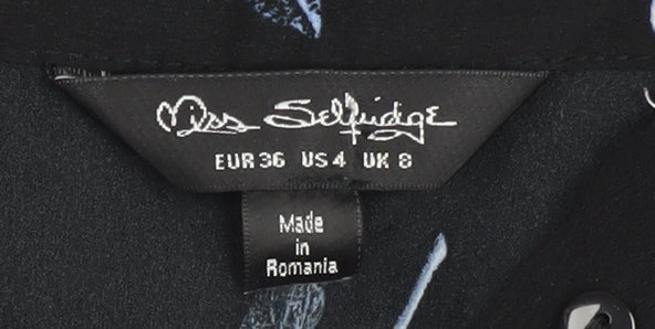 Womens UK Size 8 Miss Selfridge Black Basic Button-Up