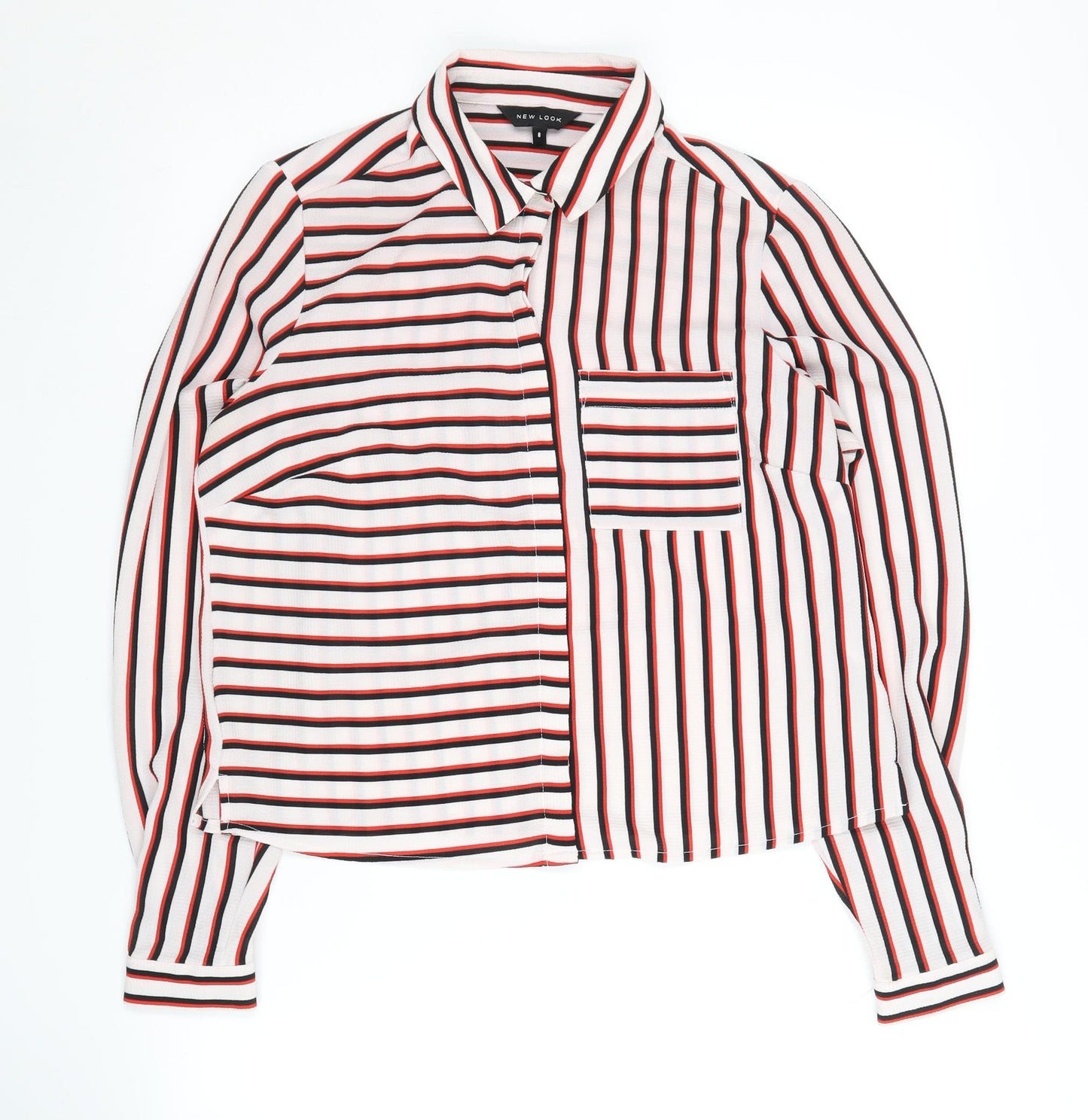 New Look Women's Multicoloured Striped Button-Up Shirt
