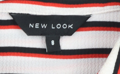 New Look Women's Multicoloured Striped Button-Up Shirt