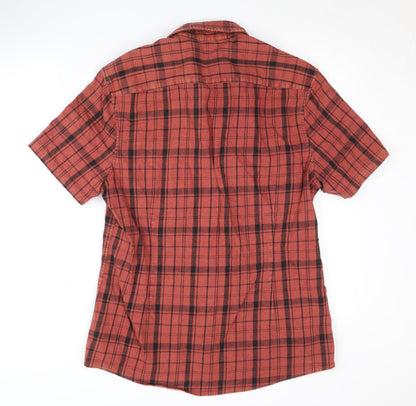 Asos Men's Red Plaid Short Sleeve Collared Shirt L