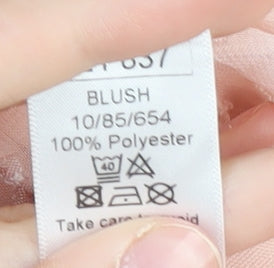 M&Co Women's Pink Polka Dot Blouse Long Sleeve Size 14