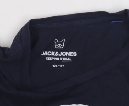 Jack & Jones Teen Blue Graphic Logo T-Shirt, Size 16