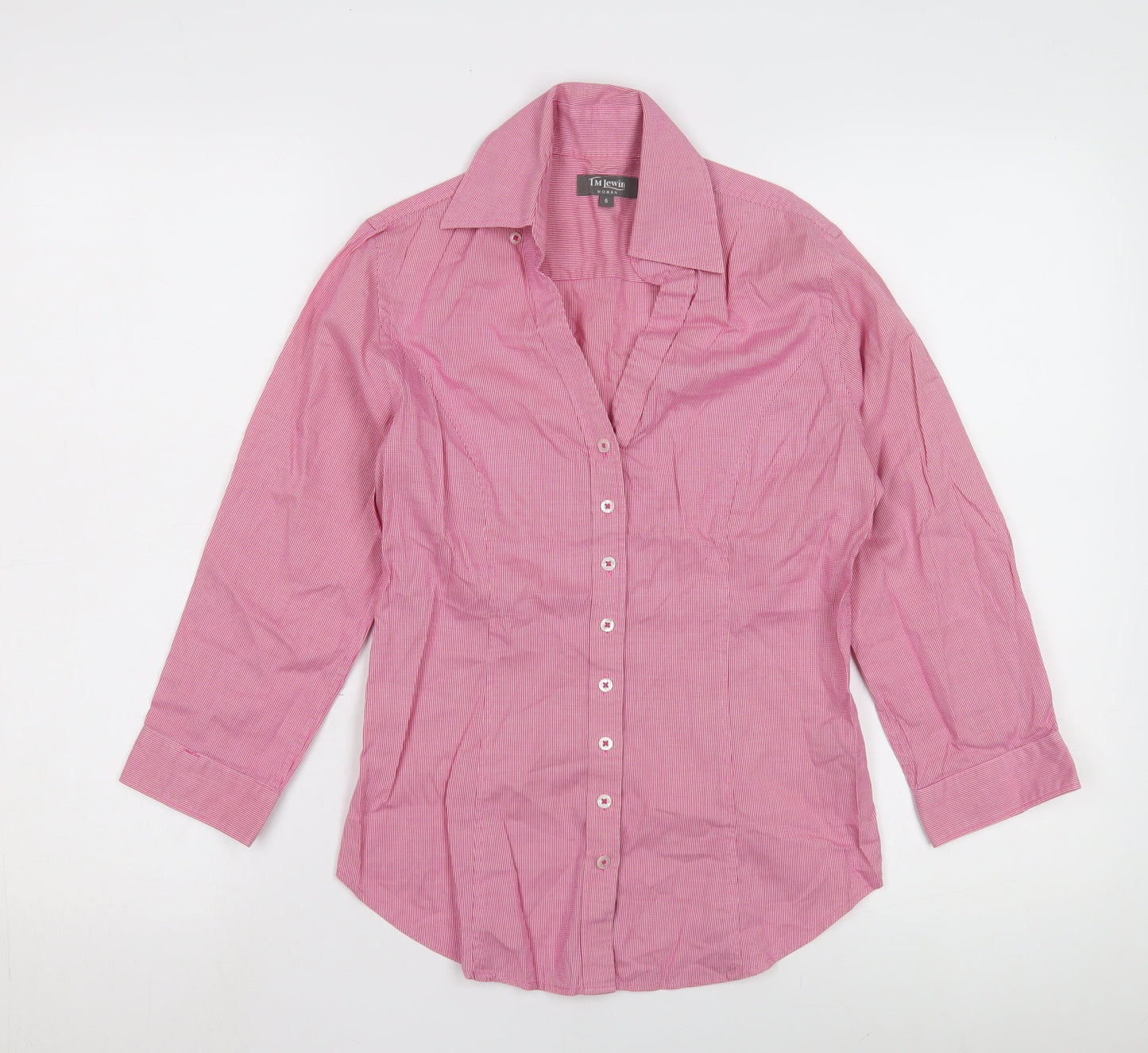 Womens UK Size 6 TM Lewin Pink Basic Button-Up