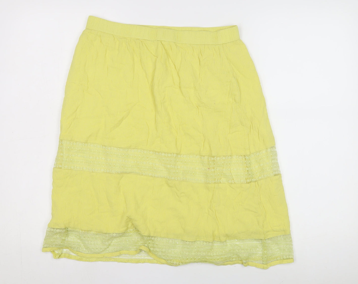 Inusual Yellow Knee Length Peasant Skirt Women S