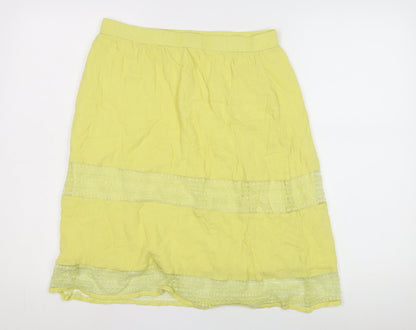 Inusual Yellow Knee Length Peasant Skirt Women S