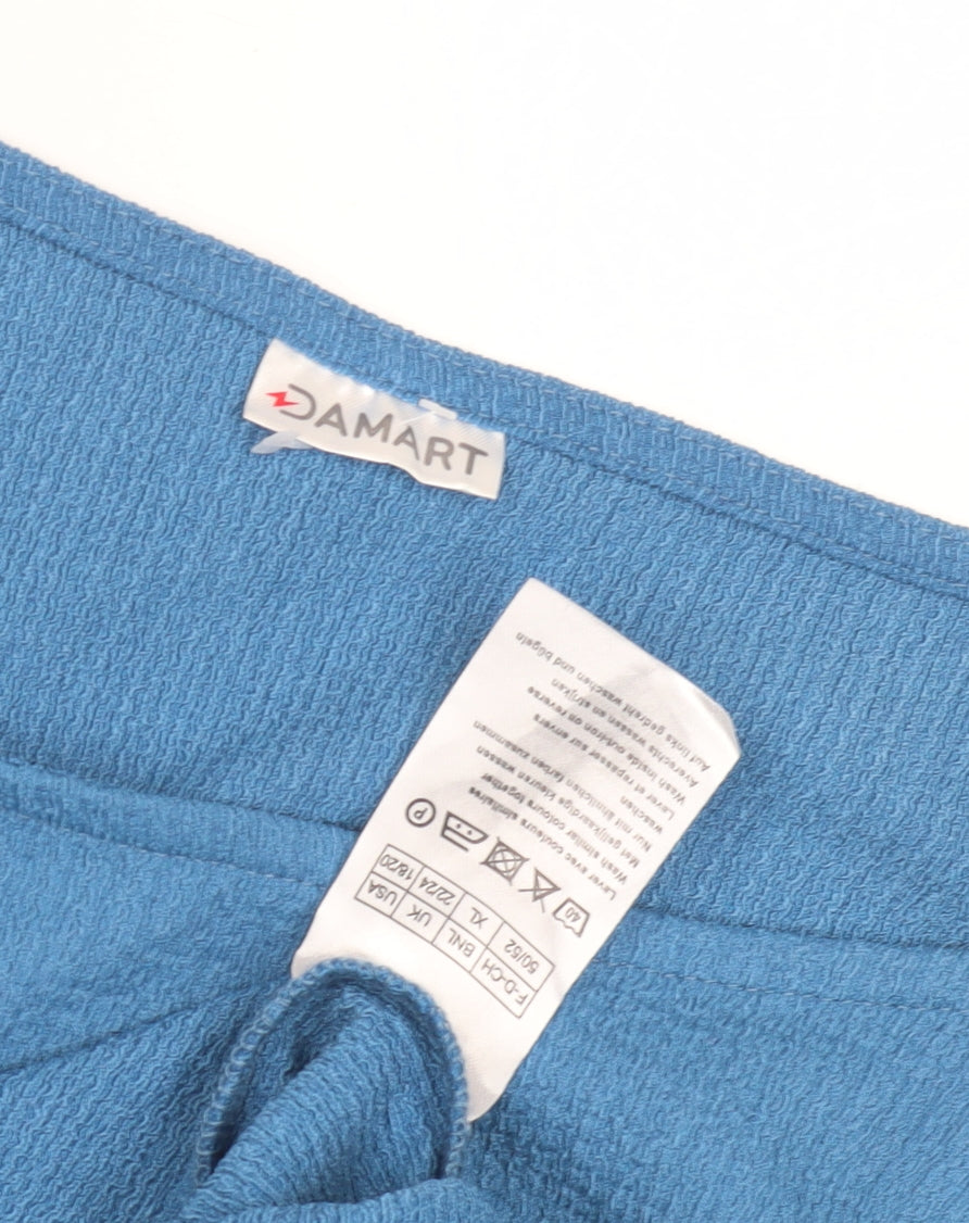 Damart Women's Blue Knit Top, XL, Ruffle Accent