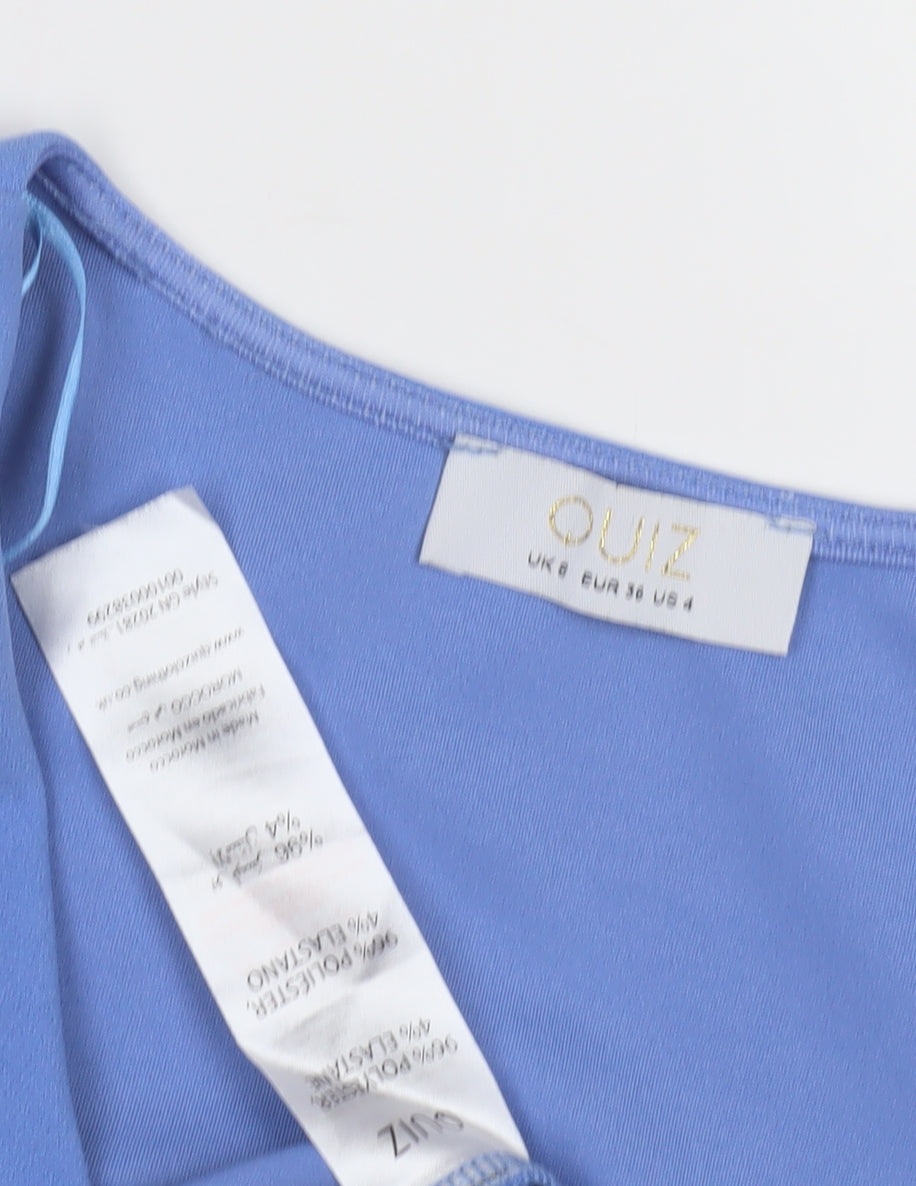 Quiz Women's Blue Midi Wrap Dress - Size 8