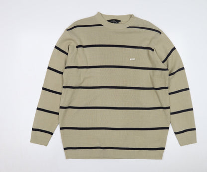 LUCA Men's Beige Striped Knit Jumper, Size S