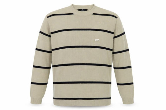 LUCA Men's Beige Striped Knit Jumper, Size S