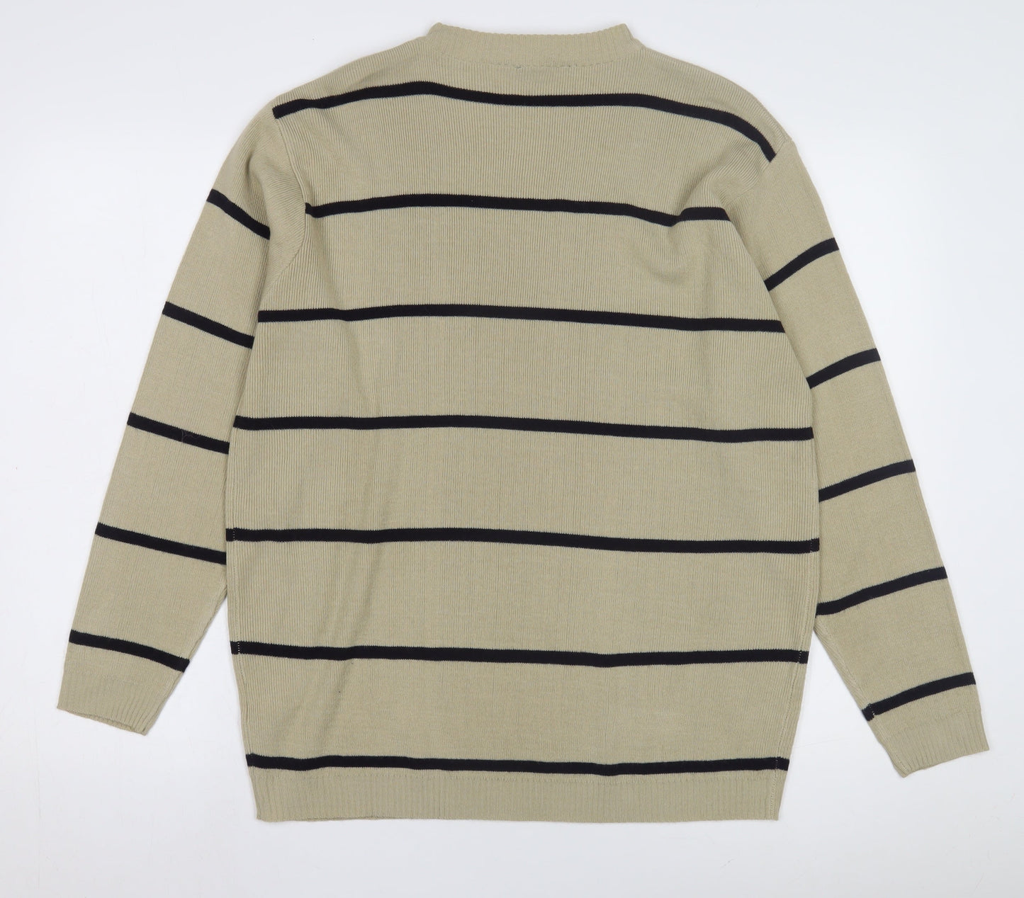 LUCA Men's Beige Striped Knit Jumper, Size S