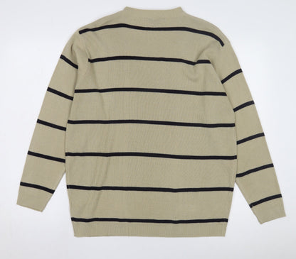 LUCA Men's Beige Striped Knit Jumper, Size S