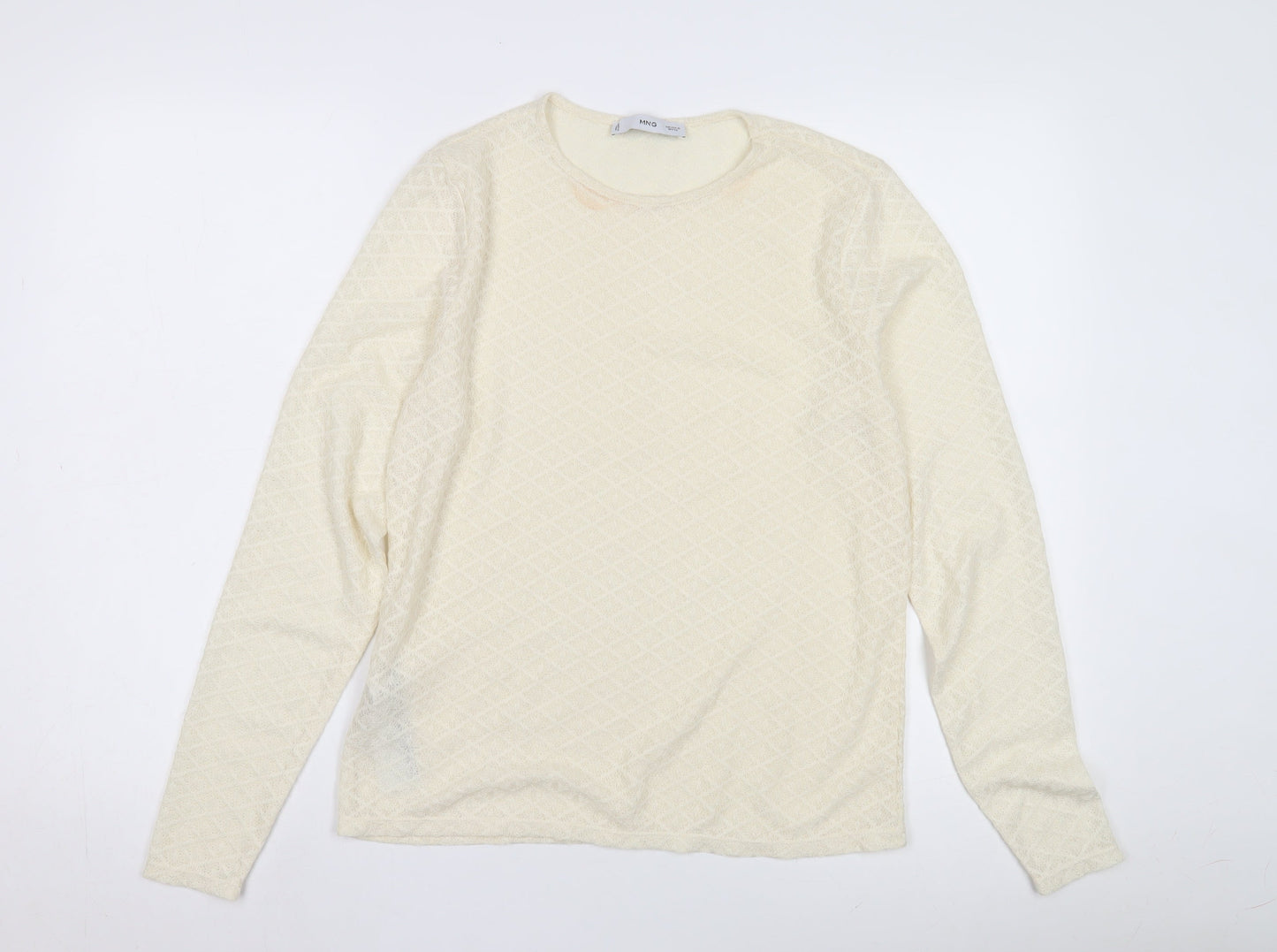 Womens UK Size XL MNG Ivory Basic T-Shirt