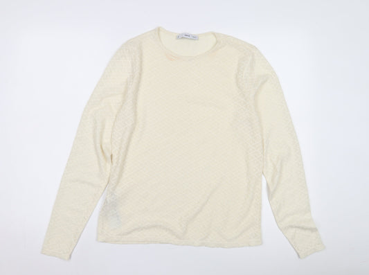Womens UK Size XL MNG Ivory Basic T-Shirt