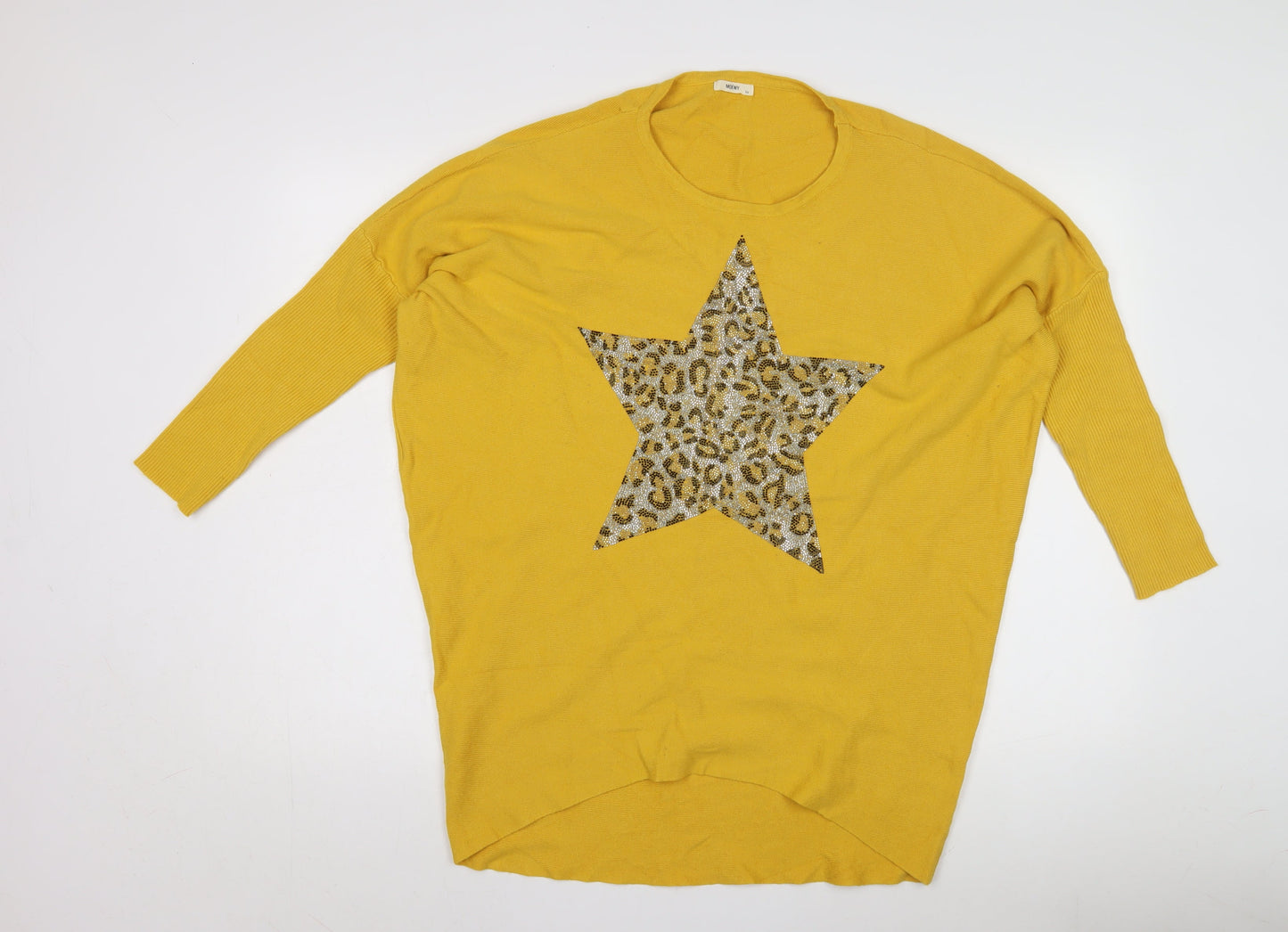 Moewy Women's Yellow Leopard Star Pullover One Size