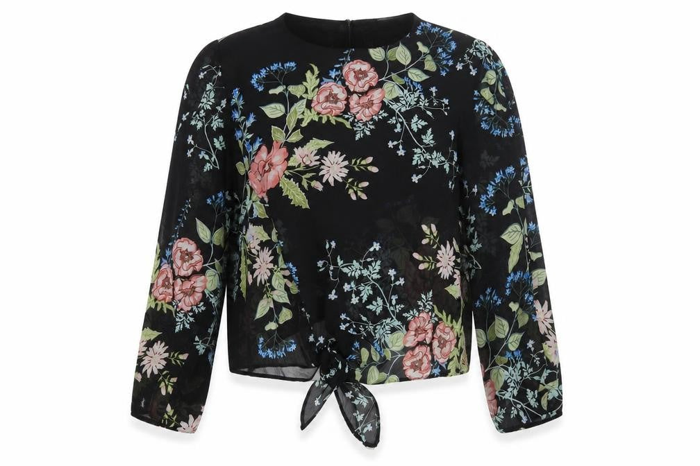 Womens UK Size 14 Lipsy Black Wrap Blouse