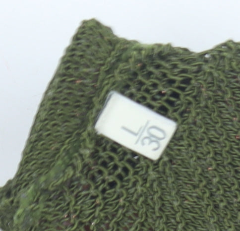 UTERQUE Women's Green V-Neck Short Sleeve Jumper L