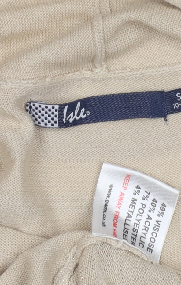 Isle Women's Beige Open Front Cardigan, Size S, Viscose Blend