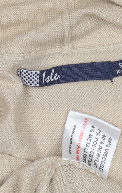 Isle Women's Beige Open Front Cardigan, Size S, Viscose Blend