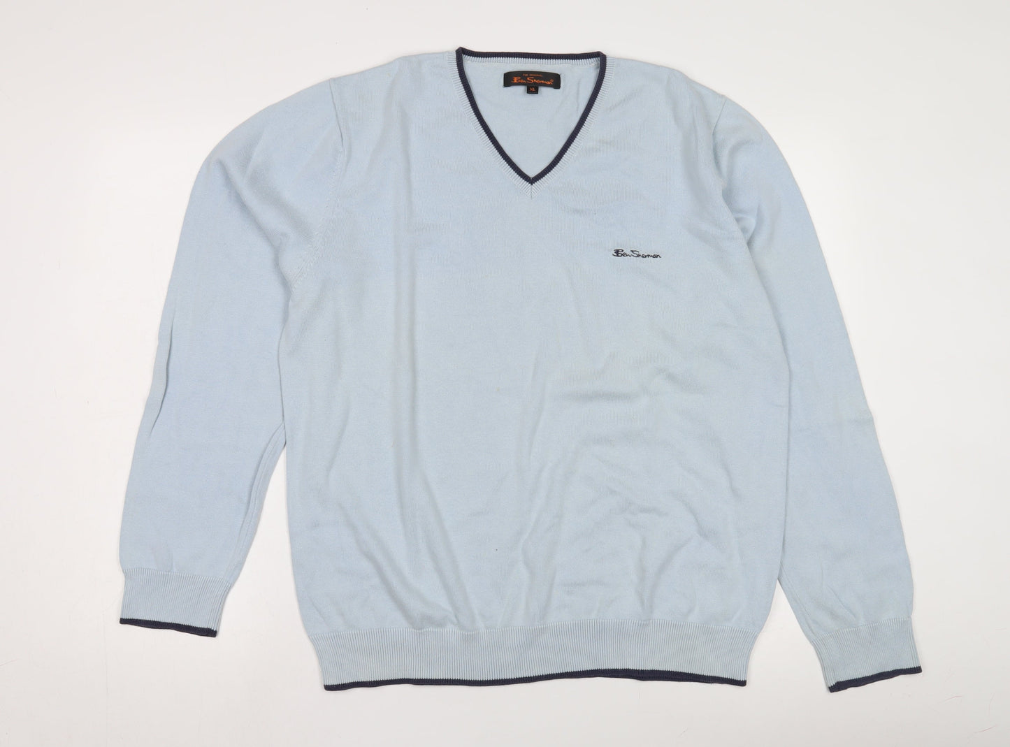 Ben Sherman Men's Blue V-Neck Pullover Jumper XL