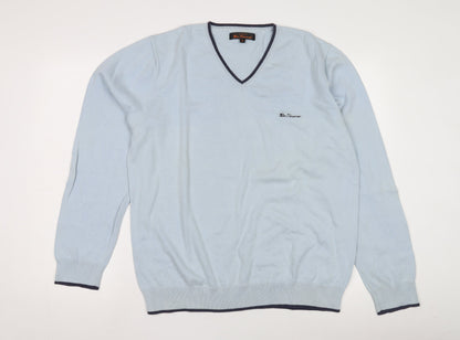 Ben Sherman Men's Blue V-Neck Pullover Jumper XL