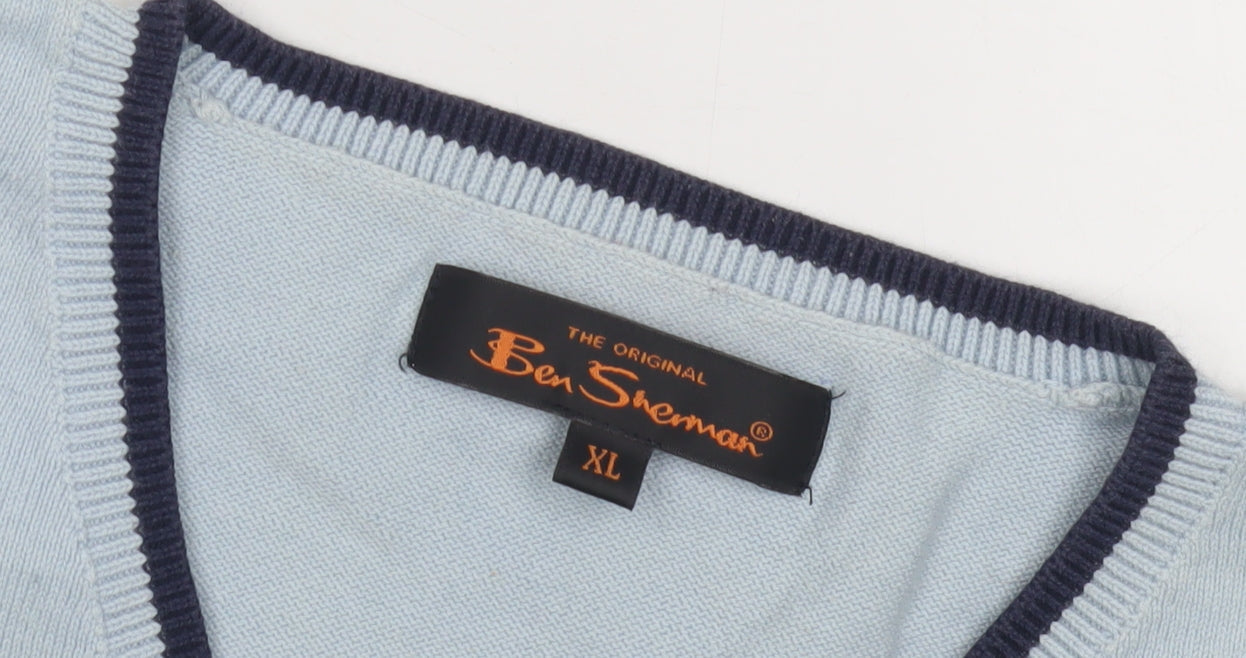 Ben Sherman Men's Blue V-Neck Pullover Jumper XL
