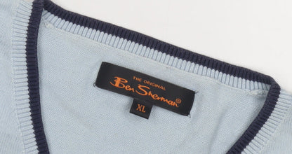 Ben Sherman Men's Blue V-Neck Pullover Jumper XL