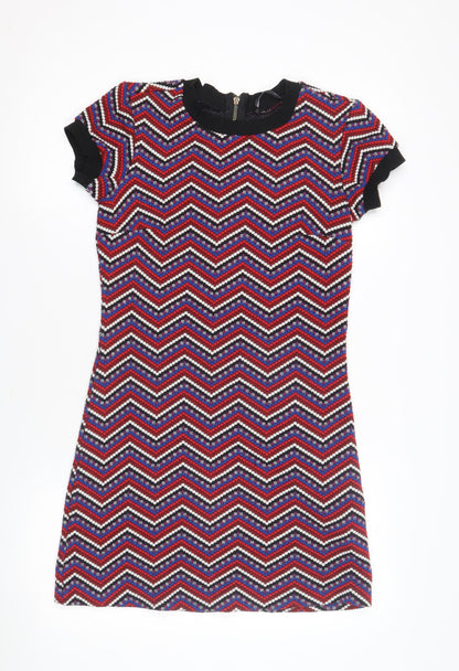 Zara Woman Multicoloured Chevron Shift Dress Size 10
