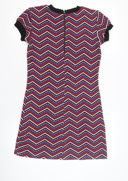 Zara Woman Multicoloured Chevron Shift Dress Size 10