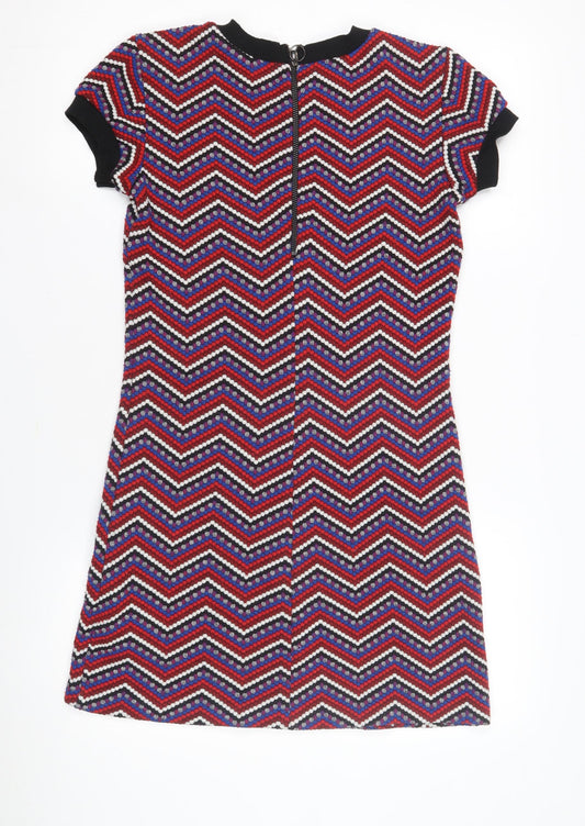 Zara Woman Multicoloured Chevron Shift Dress Size 10