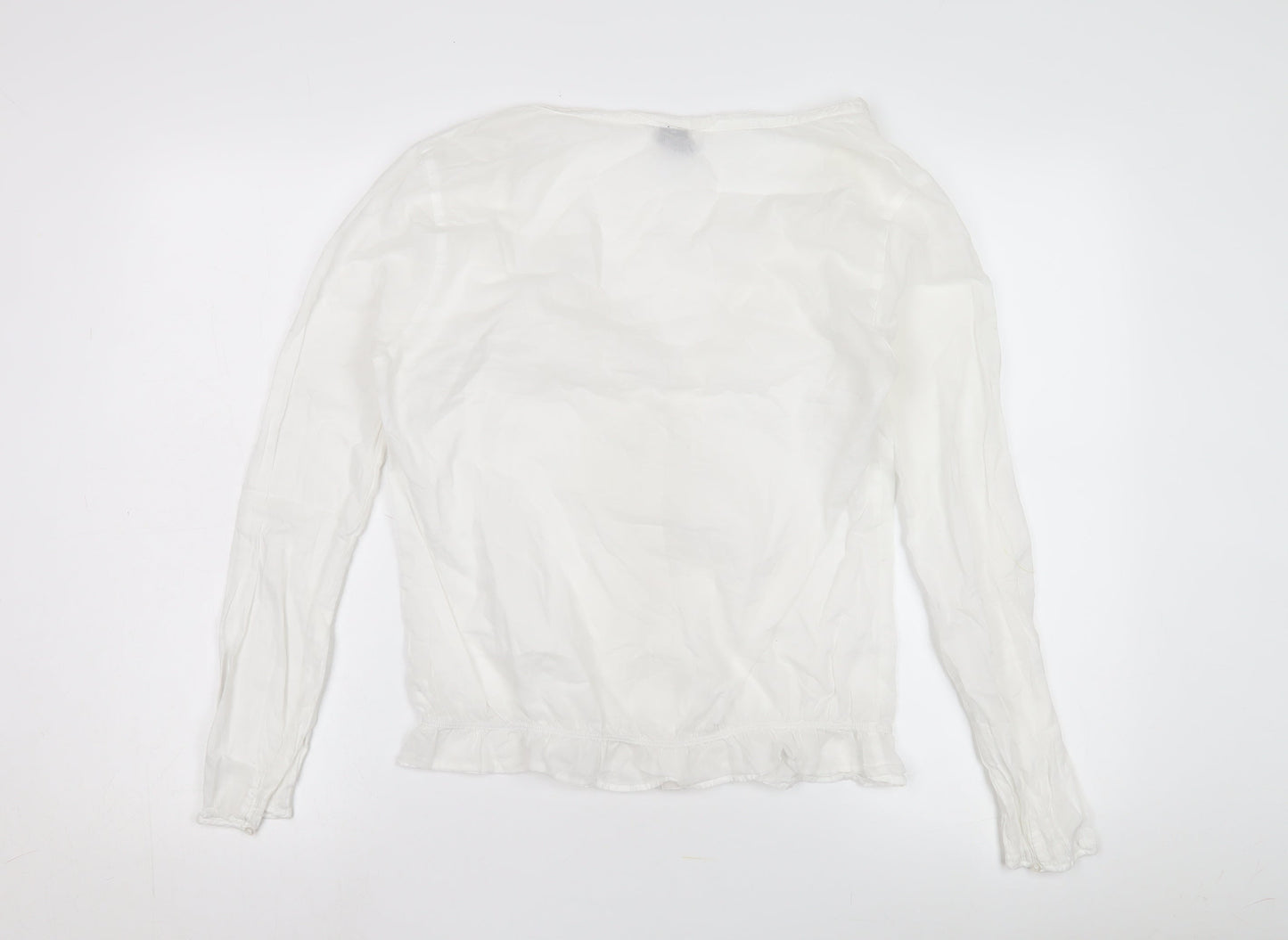 GAP Women's White Blouse, Medium, Long Sleeve, V-Neck