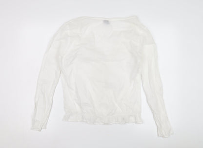 GAP Women's White Blouse, Medium, Long Sleeve, V-Neck