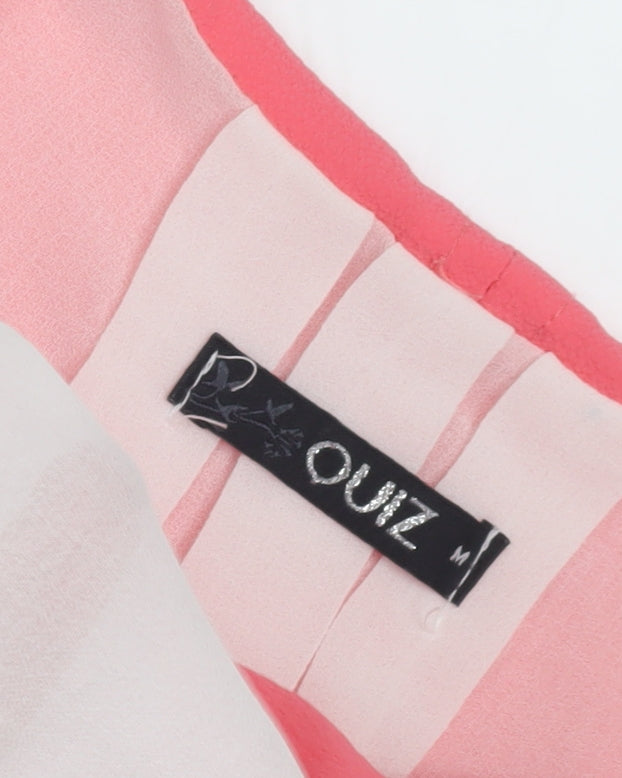 Quiz Women's Pink and White Tunic Top M