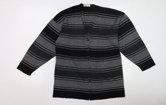 BHS Women's Grey Striped Cardigan, Size 10, Wool Blend