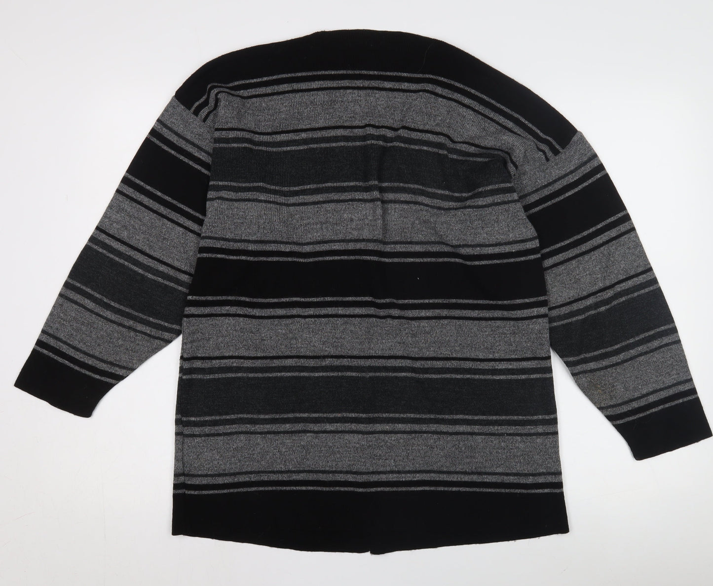 BHS Women's Grey Striped Cardigan, Size 10, Wool Blend