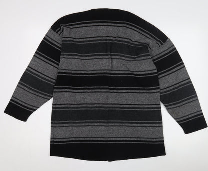 BHS Women's Grey Striped Cardigan, Size 10, Wool Blend