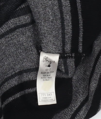 BHS Women's Grey Striped Cardigan, Size 10, Wool Blend
