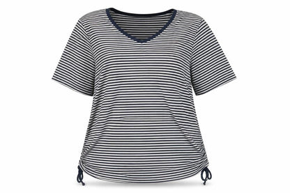 Casamia Women's Blue Striped V-Neck T-Shirt M