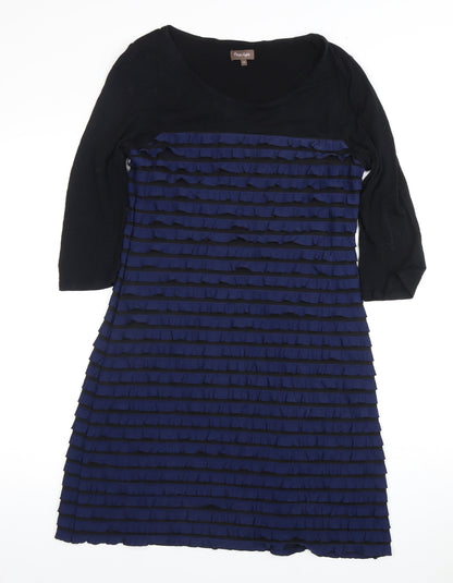 Phase Eight Women's Black Blue Ruffle Dress Size 12