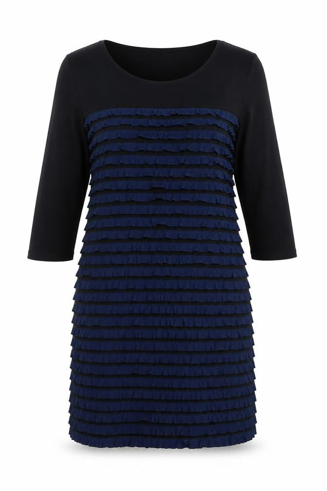 Phase Eight Women's Black Blue Ruffle Dress Size 12