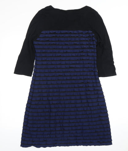Phase Eight Women's Black Blue Ruffle Dress Size 12