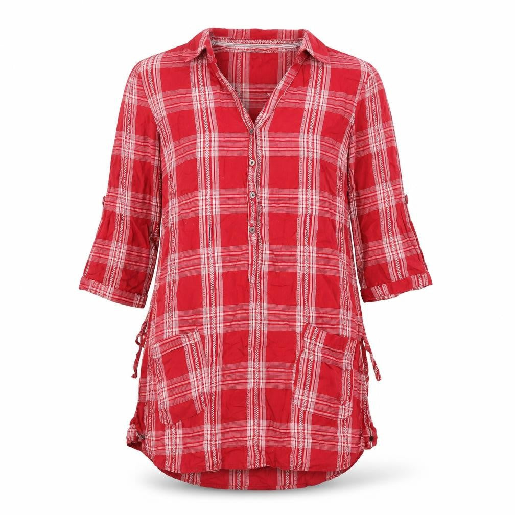 Wallis Red 3/4 Sleeve Collared Shirt Dress Size 10
