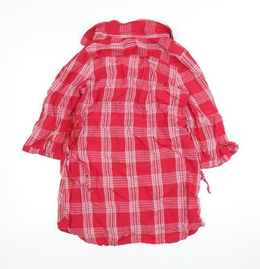 Wallis Red 3/4 Sleeve Collared Shirt Dress Size 10