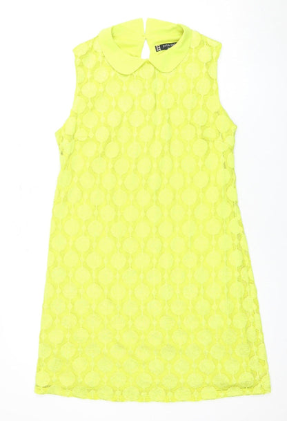 Principles Women's Yellow Sleeveless Lace Dress Size 14