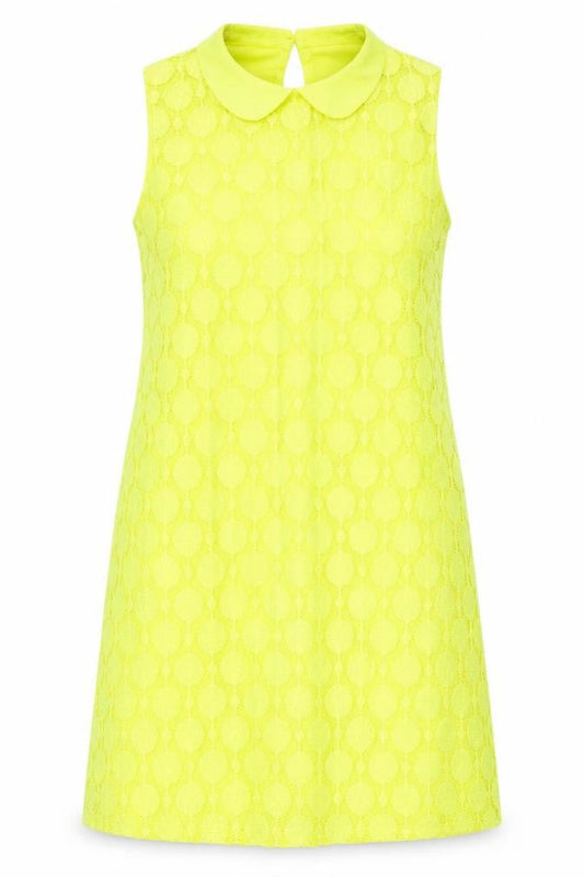 Front view of Principles Women's Yellow Sleeveless Lace Dress, size 14