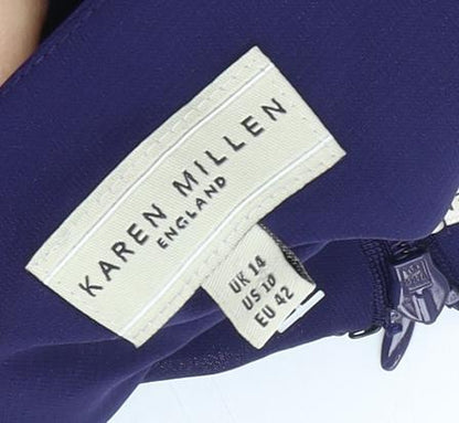 Karen Millen Women's Blue Sequin Bodycon Dress Size 14