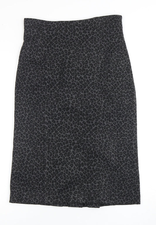 Laura Ashley Women's Black Animal Print Skirt, Size 12