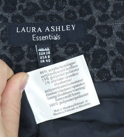Laura Ashley Women's Black Animal Print Skirt, Size 12