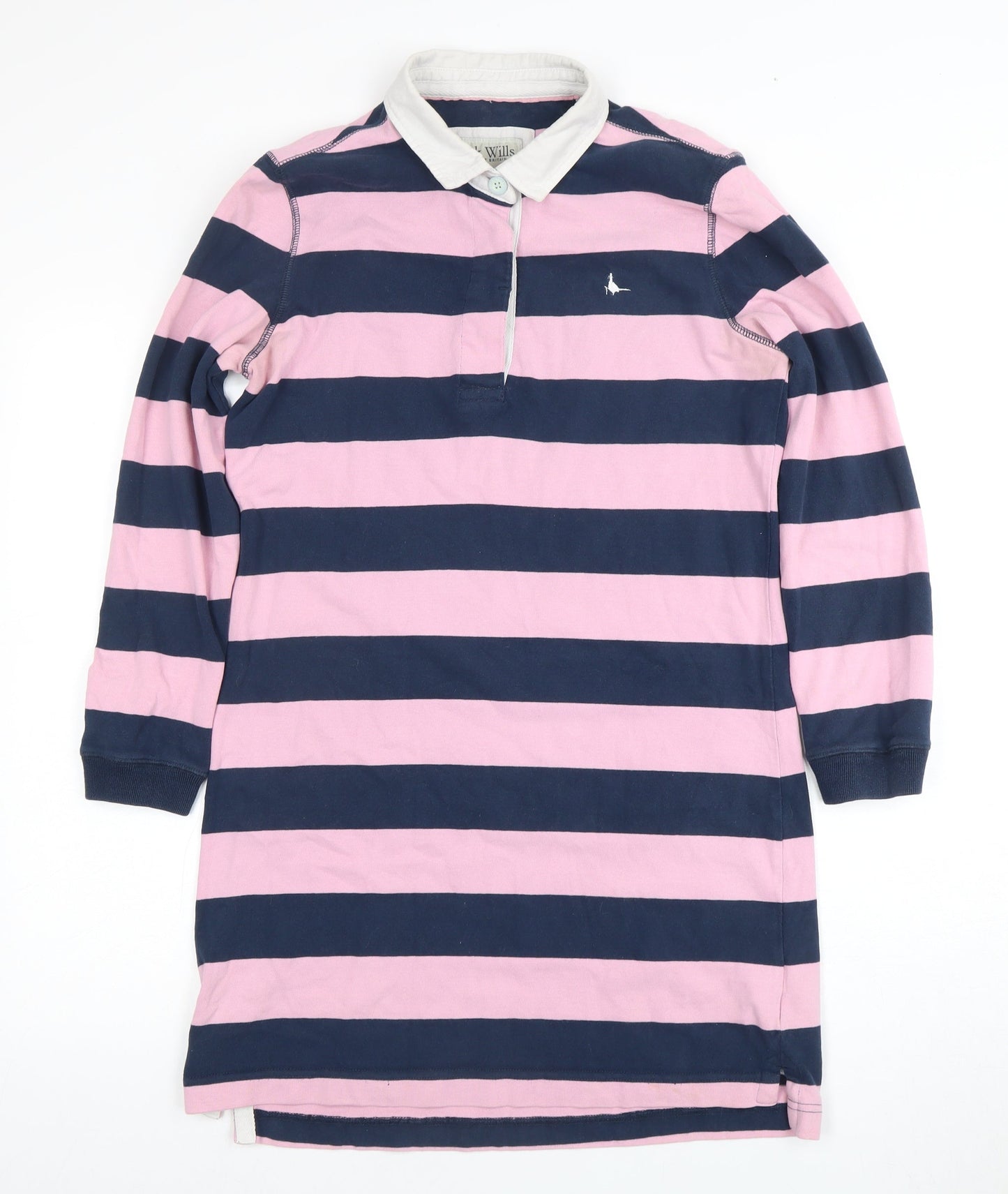 Jack Wills Women's Striped Shirt Dress, Pink/Navy, Size 10