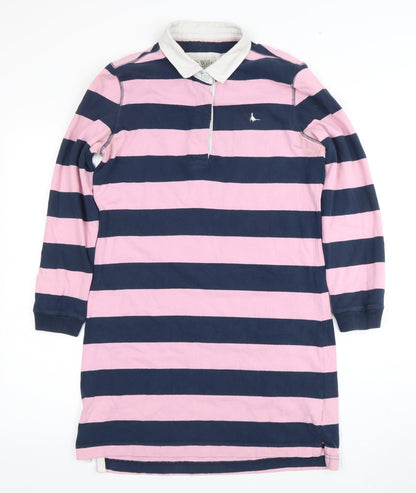 Jack Wills Women's Striped Shirt Dress, Pink/Navy, Size 10