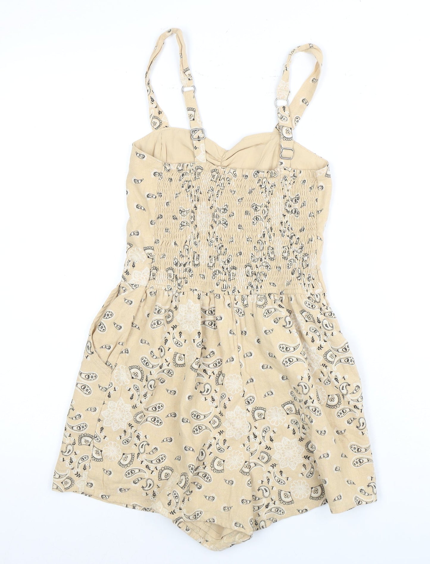 Hollister Women's Beige Floral Playsuit XS Sleeveless Casual